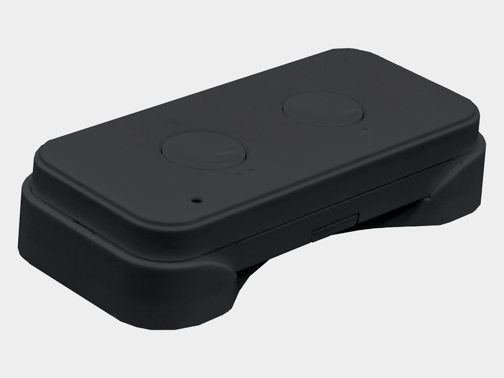 Беспроводная кнопка серии command-433 (команда-433) для дистанционного управления двумя автоматическими устройствами. Имеет удобный кронштейн для крепления пульта на солнцезащитный козырек автомобиля, а так же на стену.